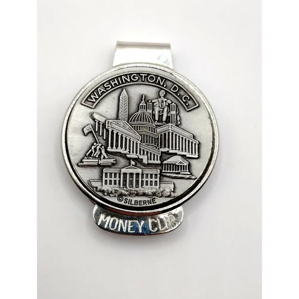 Silberne Washington D.C. White House Capitol Silver Toned Pewter Money Clip